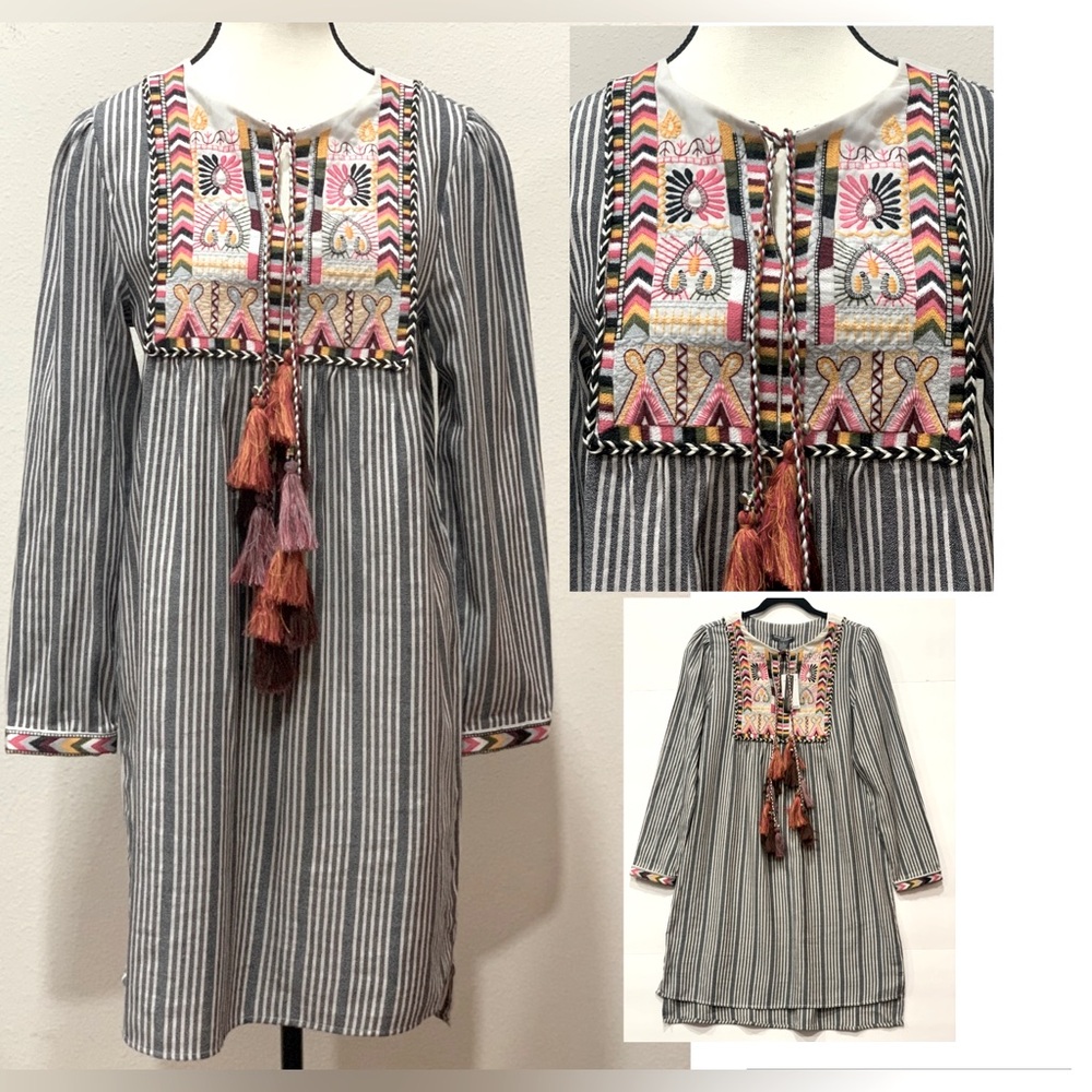 NWT Chelsea & Theodore women’s Boho Aztec Embroidery Bohemian Cotton Blend Small
